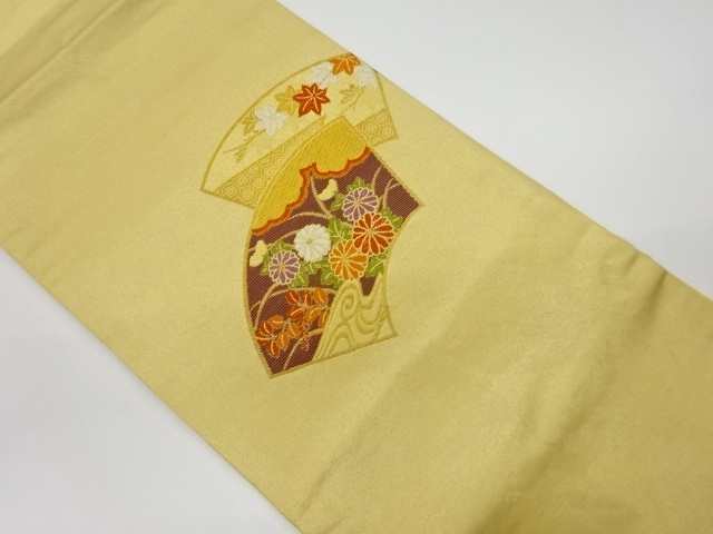 JAPANESE KIMONO / VINTAGE NAGOYA OBI / WOVEN AUTUMN FLOWERS
